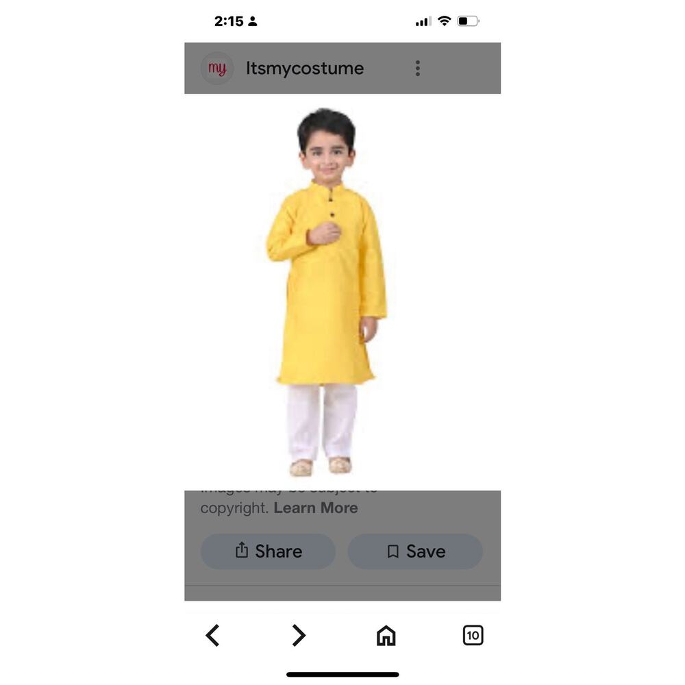 Ethnic Set 8-9 Years YelloeTop, Over Garment,Bottoms, &Jewelry Traditional